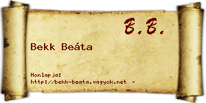 Bekk Beáta névjegykártya