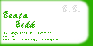 beata bekk business card